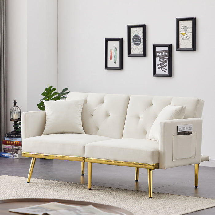Sofa Bed - Cream White - Velvet