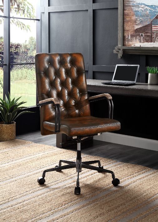 Noknas - Office Chair - Brown Lether Unique Piece Furniture