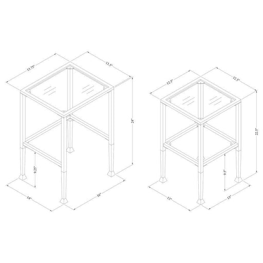 Leilani - 2 Piece Glass Top Nesting Tables - Black Unique Piece Furniture