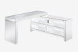 Noralie - Desk - Clear Glass, Mirrored & Faux Diamonds - 32" Unique Piece Furniture