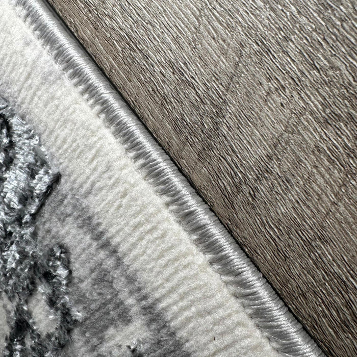 Penina - Luxury Area Rug Circles Abstract Design - Gray / Silver