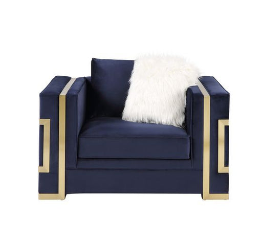 Virrux - Chair - Blue Velvet & Gold Finish Unique Piece Furniture
