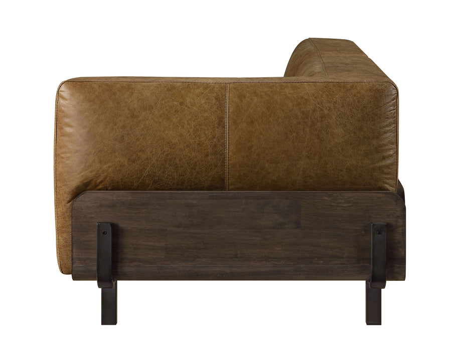 Blanca - Sofa - Chestnut Top Grain Leather & Rustic Oak