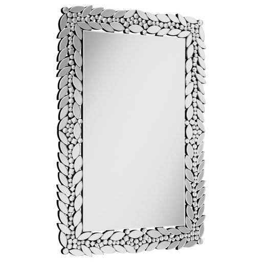 Cecily - Rectangular Leaves Frame Wall Mirror Faux Crystal Unique Piece Furniture