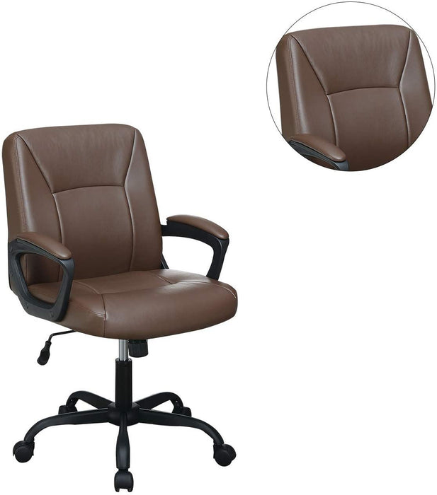 Relax Cushioned Office Chair 1 Piece Brown Color Upholstered Seat Back Adjustable Chair Comfort