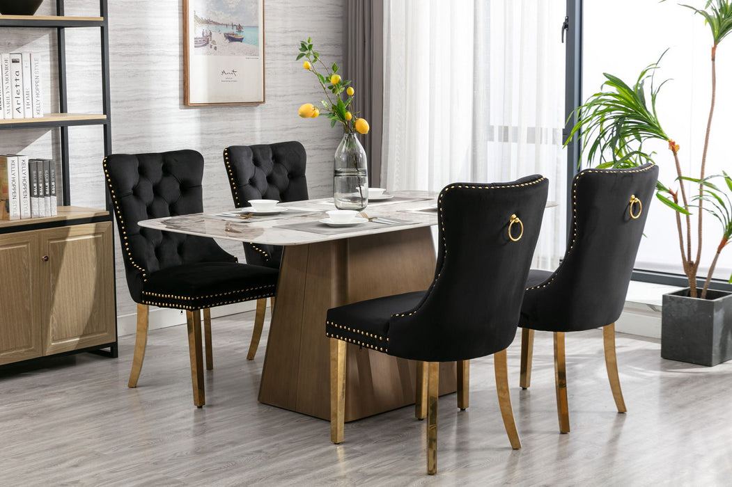 A&A Furniture Nikki Collection Modern - High-End Tufted Upholstered Dining Chair (Set of 2) - Black