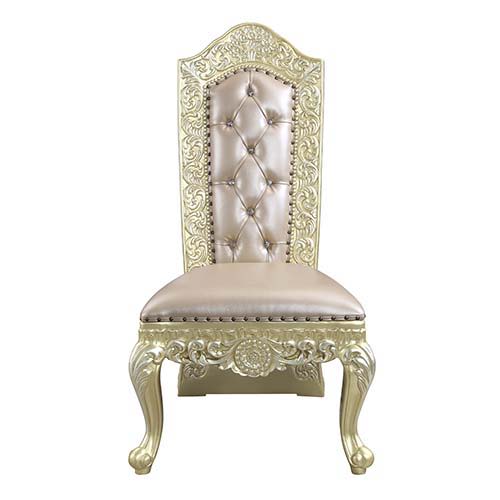 Vatican - Side Chair (Set of 2) - PU & Champagne Silver Finish Unique Piece Furniture