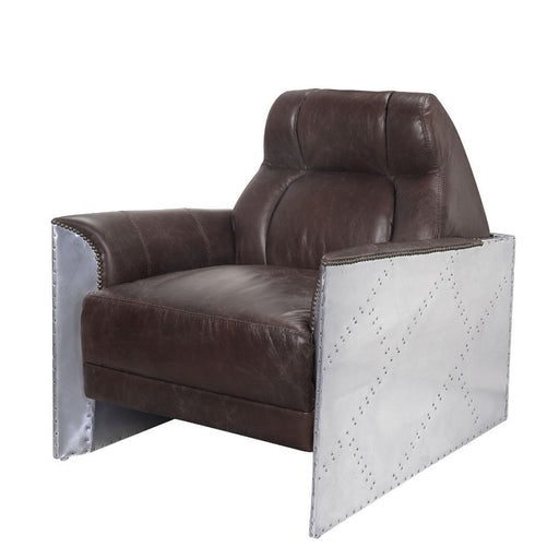 Brancaster - Accent Chair - Espresso Top Grain Leather & Aluminum Unique Piece Furniture