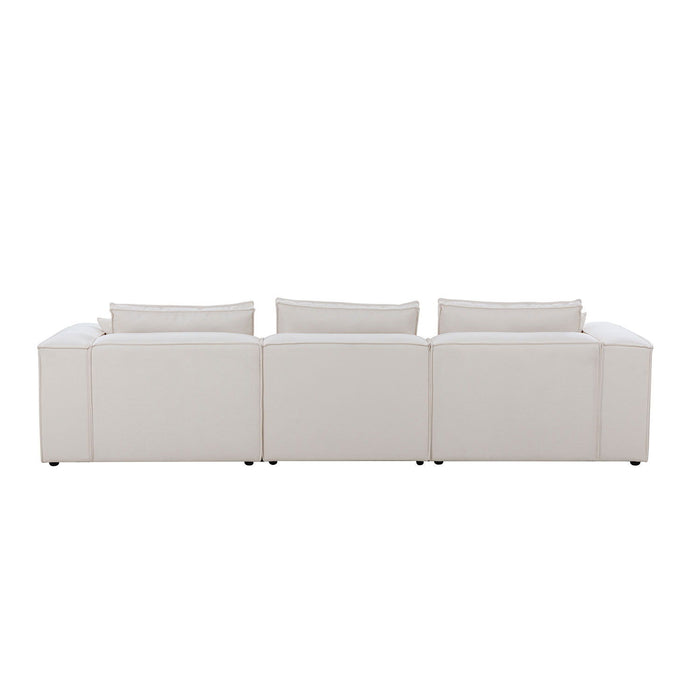 Modular Sectional Living Room Sofa Set, Modern Minimalist Style Couch With Ottoman And Reversible Chaise, L-Shape, White