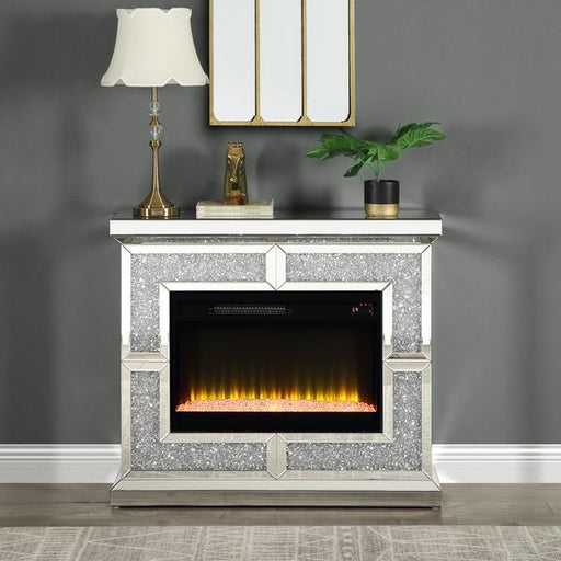 Noralie - Fireplace - Mirrored & Faux Diamonds - Wood Unique Piece Furniture