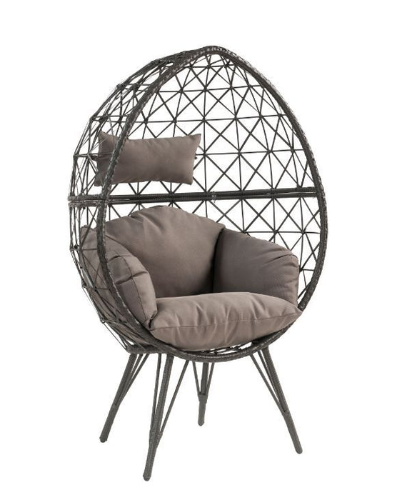 Aeven - Patio Lounge Chair - Light Gray Fabric & Black Wicker Unique Piece Furniture