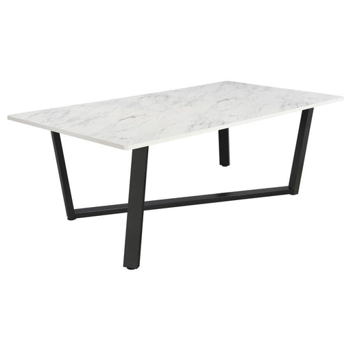 Mayer - Rectangular Dining Table Faux Marble - White And Gunmetal Unique Piece Furniture