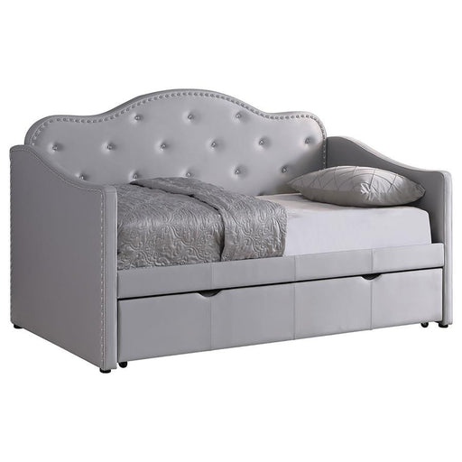 Elmore - Upholstered Twin Daybed With Trundle - Pearlescent Gray Unique Piece Furniture
