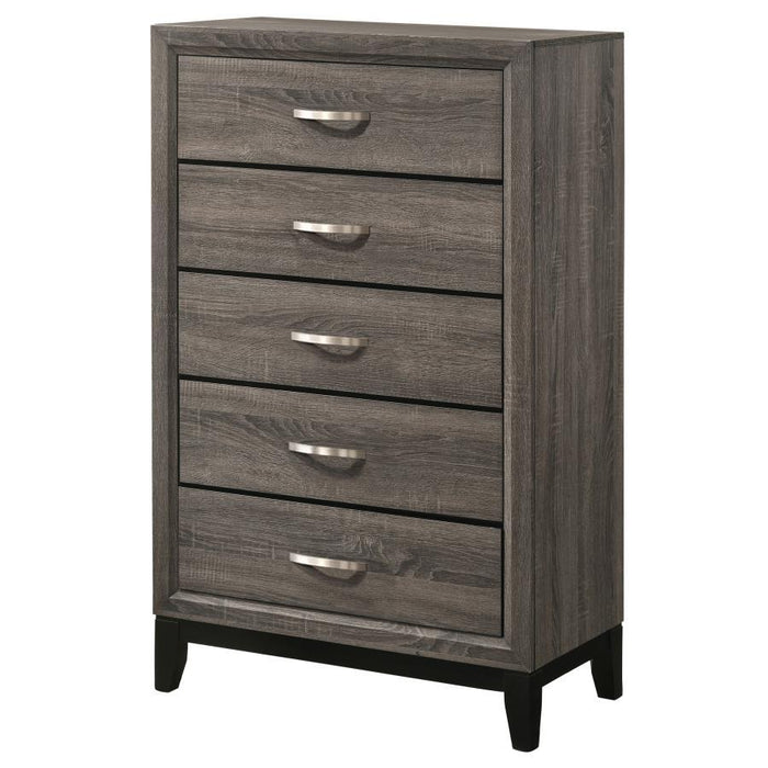 Watson - 5-Drawer Chest - Gray Oak And Black Unique Piece Furniture