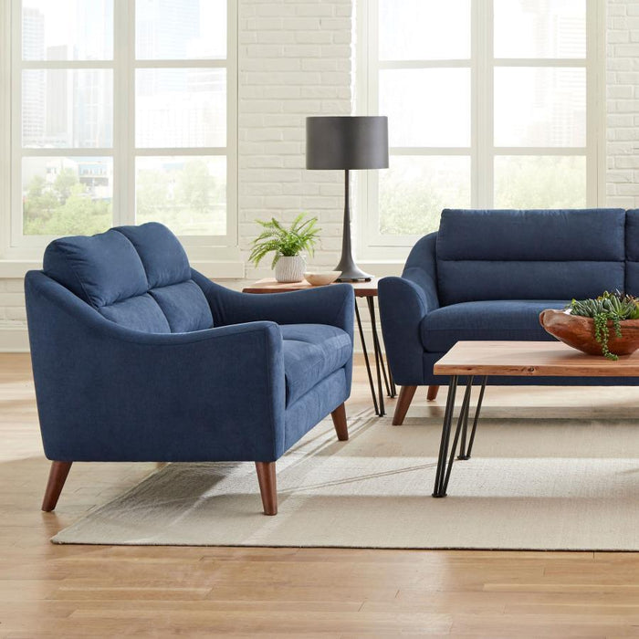 Gano - Sloped Arm Upholstered Loveseat - Navy Blue Unique Piece Furniture