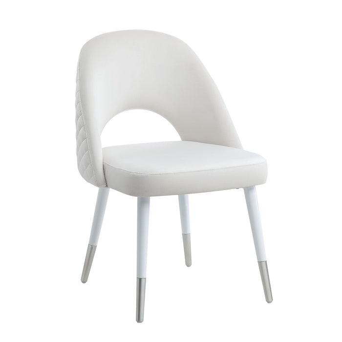 Acme Zemirah Side Chair (Set of 2) White Velvet & White Finish