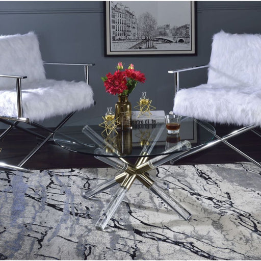 Kalani - Coffee Table - Gold/Clear Acrylic & Clear Glass Unique Piece Furniture