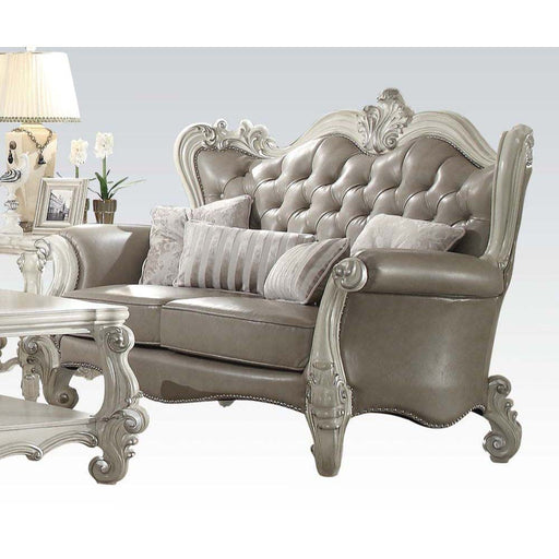 Versailles - Loveseat - Vintage Gray PU & Bone White - 50" Unique Piece Furniture