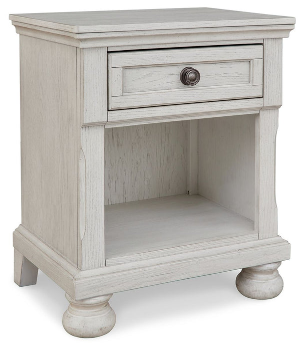 Robbinsdale - Antique White - One Drawer Night Stand Unique Piece Furniture