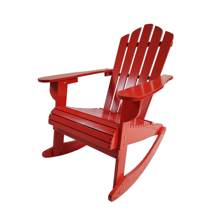 Reclining Wooden Outdoor Rocking Adirondack Chair, Red