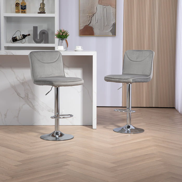 Coolmore Bar Stools, Back And Footrest Counter Height Dining Chairs (Set of 2) - Gray