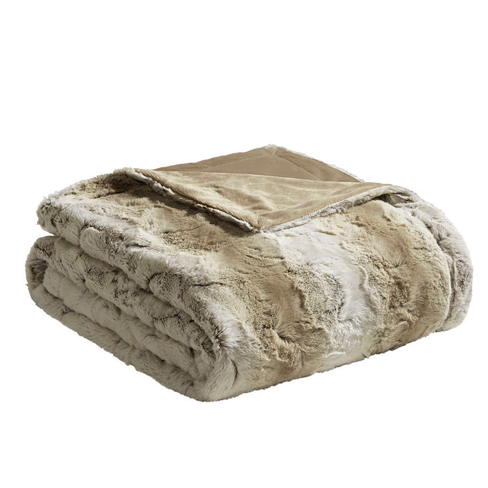 Oversized Faux Fur Throw - Sand