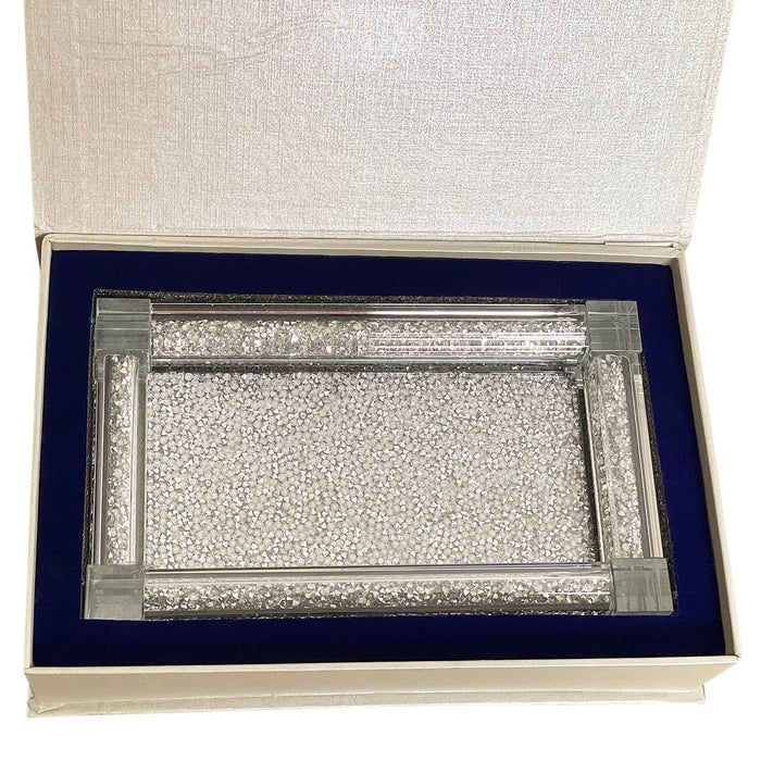 Ambrose Exquisite Small Glass Tray In Gift Box - Silver