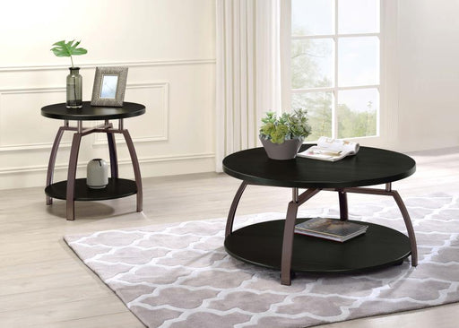 Dacre - Round End Table - Dark Gray And Black Nickel Unique Piece Furniture