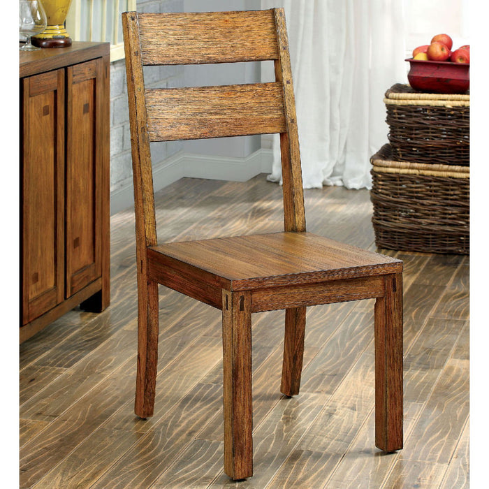 (Set of 2) Wooden Side Chairs In Dark Oak Finish