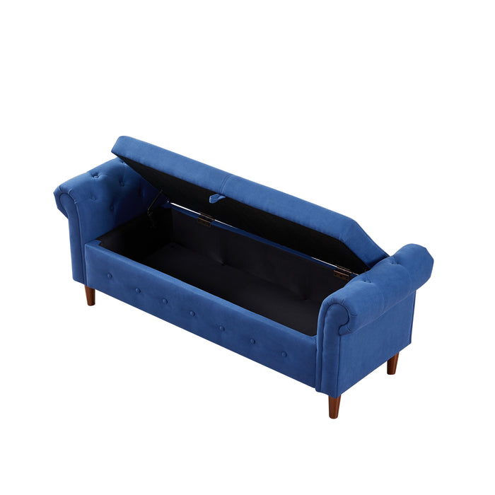 Navy Blue Multifunctional Storage Rectangular Sofa Stool - Navy Blue