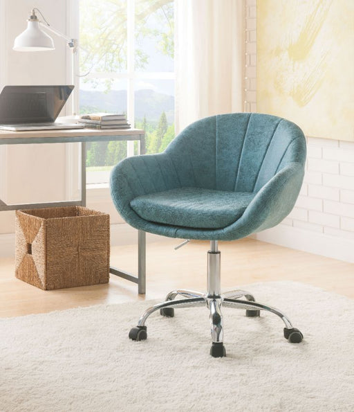 Giolla - Office Chair - Vintage Turquoise PU & Chrome Unique Piece Furniture