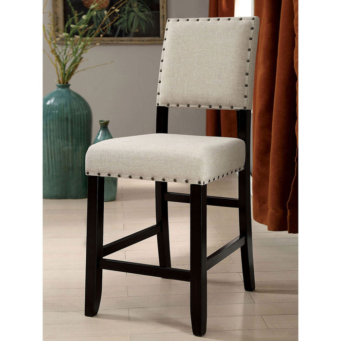 (Set of 2) Counter Height Chairs In Antique Black And Beige