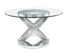Ornat - Dining Table - Clear Glass, Mirrored & Faux Diamonds - 31" Unique Piece Furniture