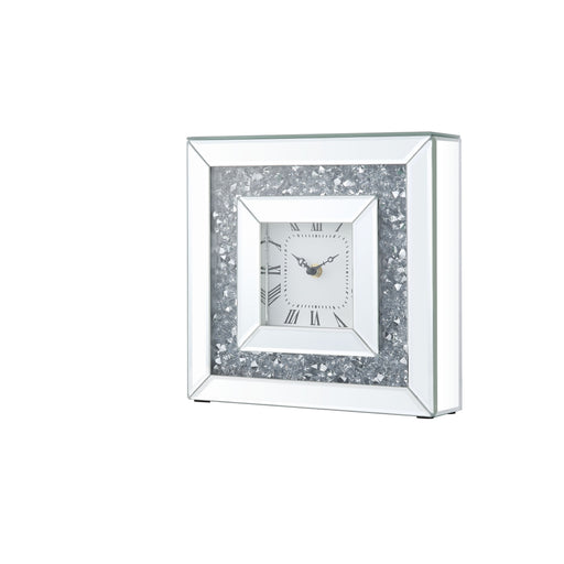 Noralie - Accent Clock - Mirrored & Faux Diamonds Unique Piece Furniture
