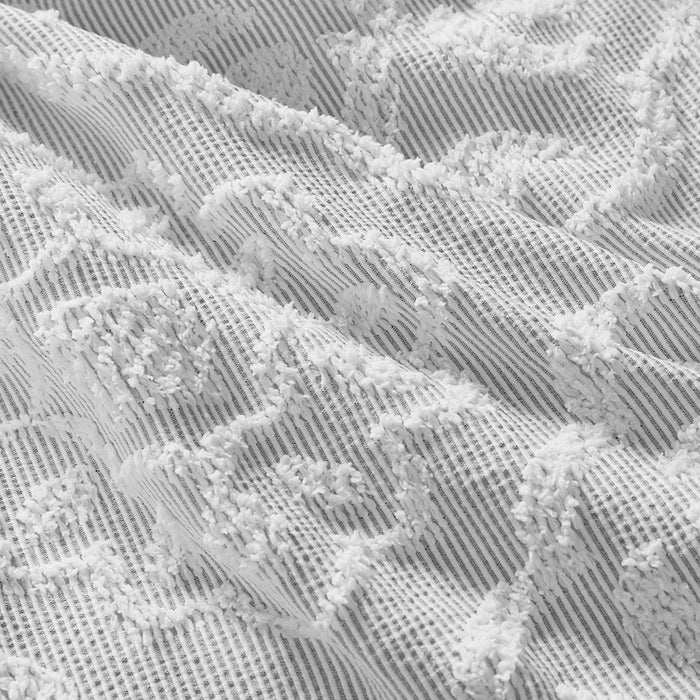 3 Piece Tufted Woven Medallion Comforter Set - Grey / White