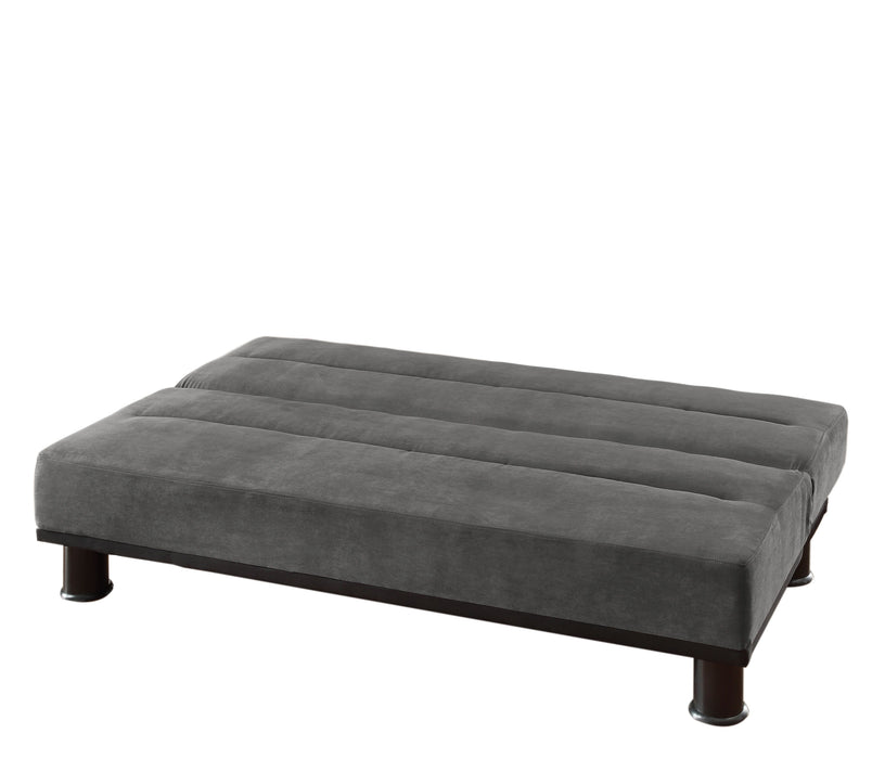 Gray Microfiber Upholstered Elegant Lounger 1 Piece Solid Wood Plywood Frame Foam Padded Cushions Sofa Sleeper