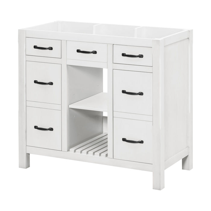 Bathroom Vanity Without Sink, Modern Bathroom Storage Cabinet With 2 Drawers And 2 Cabinets, Solid Wood Frame Bathroom Cabinet (Not Include Basin) - White