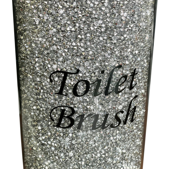 Ambrose Exquisite Glass Toilet Brush Holder In Gift Box (Includes Brush) - Silver