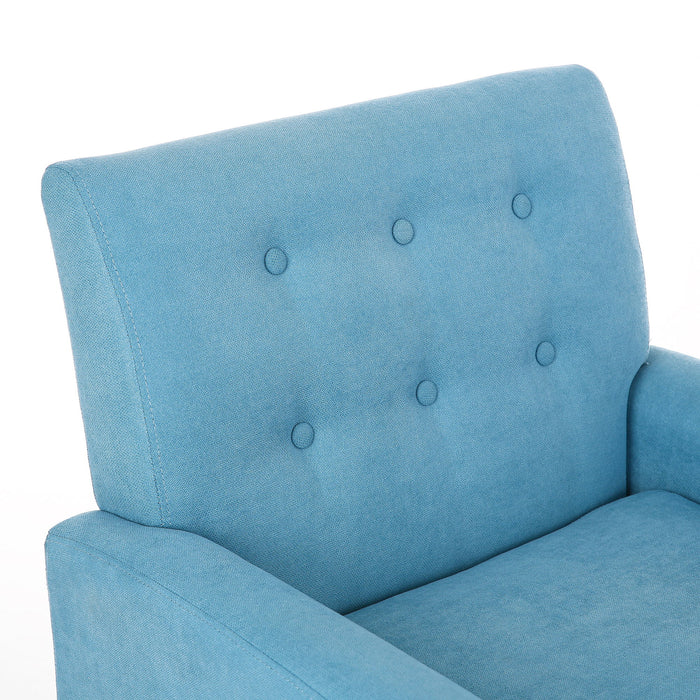 Fabric Accent Chair For Living Room, Bedroom Button Tufted Upholstered Comfy Reading Accent Chairs Sofa (Blue)
