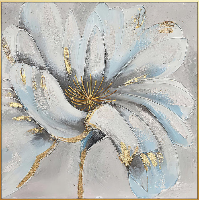 Home Hand Painted"Unveiled Gilded Hearts" Oil Painting - White / Gold