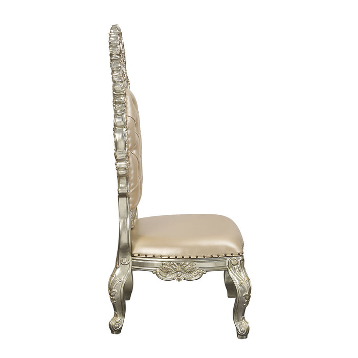 Acme Sorina Side Chair (Set of 2) PU & Antique Gold Finish