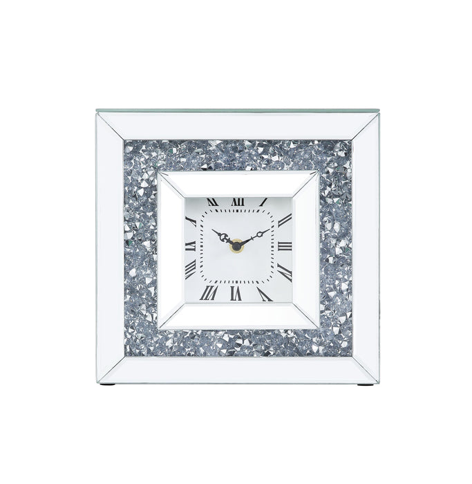 Noralie - Accent Clock - Mirrored & Faux Diamonds Unique Piece Furniture