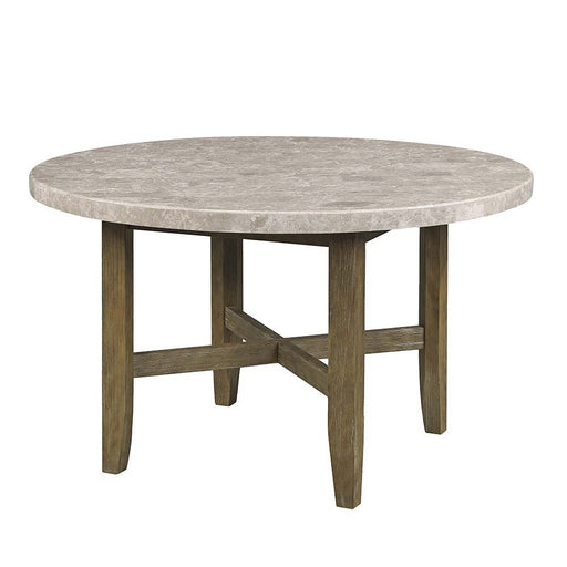 Karsen - Dining Table - Marble & Rustic Oak Finish Unique Piece Furniture