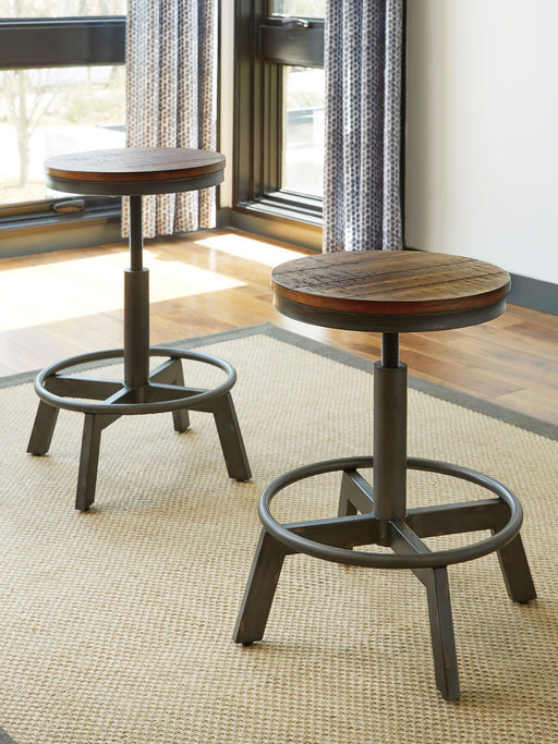 Torjin - Dark Brown - 3 Pc. - Long Counter Table, 2 Stools Unique Piece Furniture