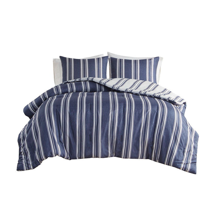 Striped Reversible Comforter Set Navy