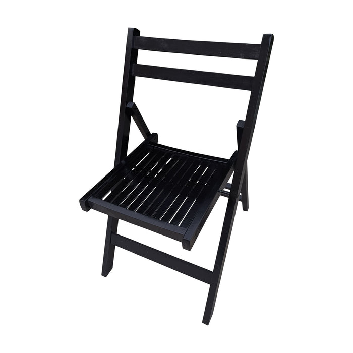 Furniture Slatted Wood Folding Special Event Chair - Black, (Set of 4) Folding Chair, Foldable Style
