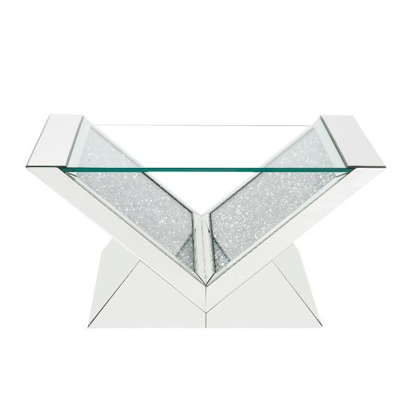 Noralie - Coffee Table - Clear Glass, Mirrored & Faux Diamonds Unique Piece Furniture