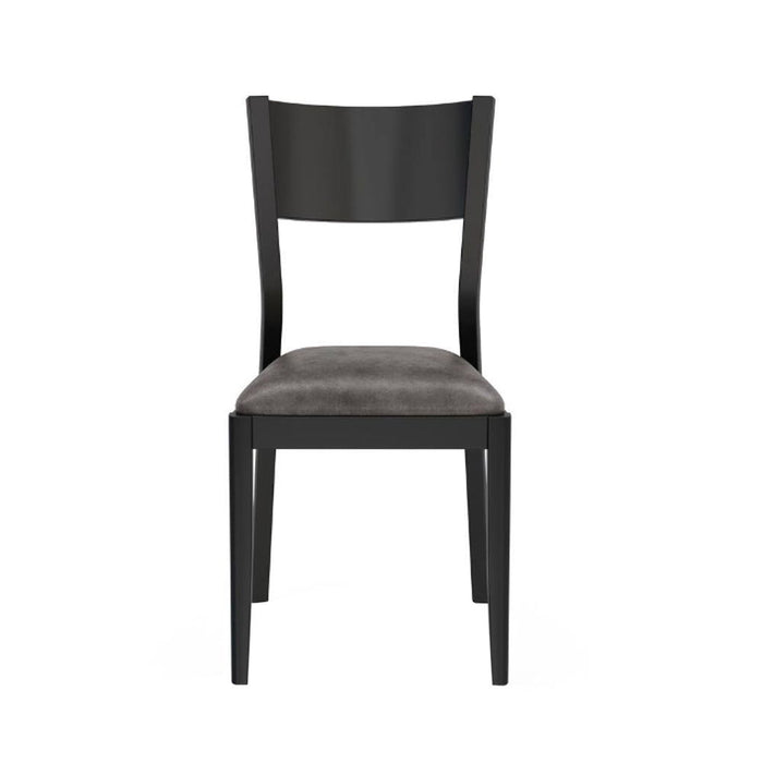 (Set of 2) Padded Leatherette Dining Chairs In Black And Gray Finish