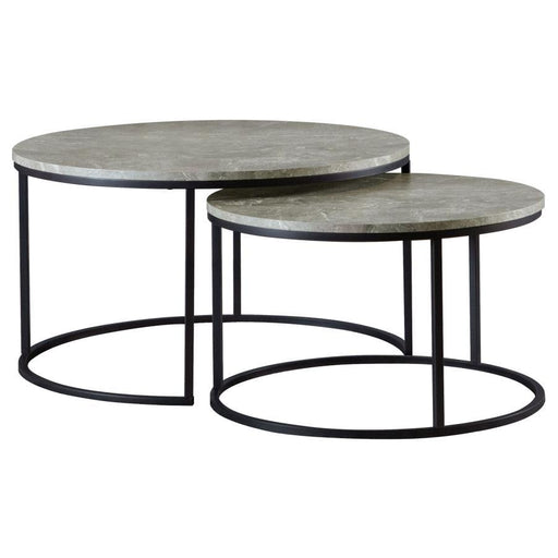 Lainey - Round 2 Piece Nesting Coffee Table - Gray And Gunmetal Unique Piece Furniture