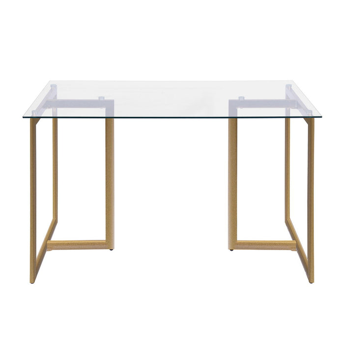 47'' Iron Dining Table With Tempered Glass Top, Clear